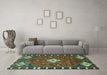 Machine Washable Persian Turquoise Traditional Area Rugs in a Living Room,, wshtr838turq