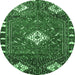 Round Persian Emerald Green Traditional Rug, tr838emgrn