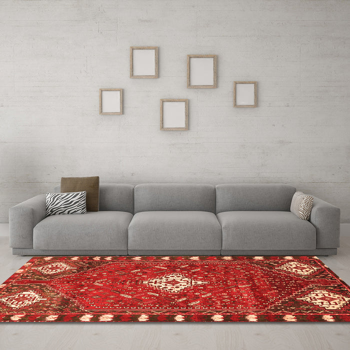 Machine Washable Persian Orange Traditional Area Rugs in a Living Room, wshtr838org