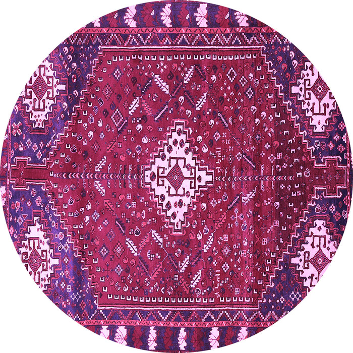 Round Machine Washable Persian Purple Traditional Area Rugs, wshtr838pur