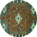 Round Persian Turquoise Traditional Rug, tr838turq