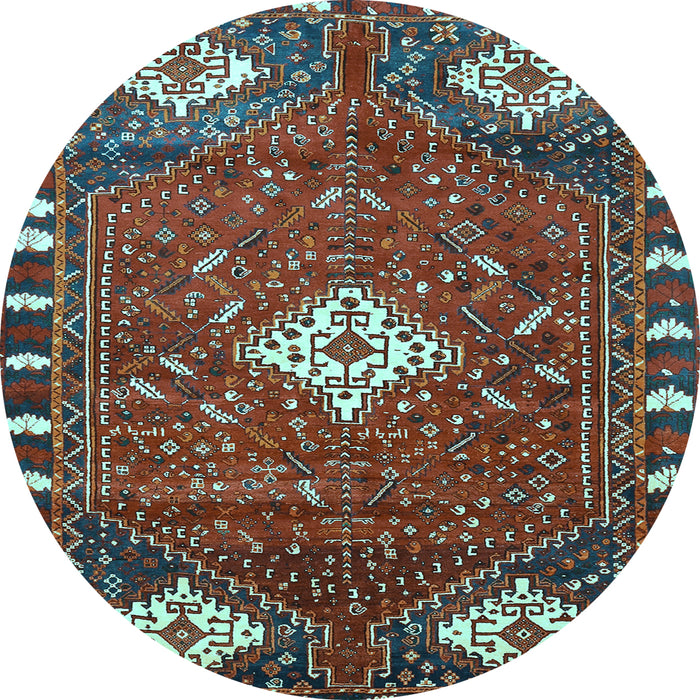 Round Machine Washable Persian Light Blue Traditional Rug, wshtr838lblu