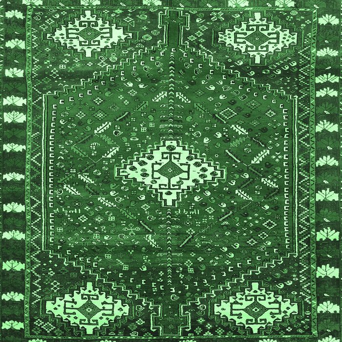Square Machine Washable Persian Emerald Green Traditional Area Rugs, wshtr838emgrn