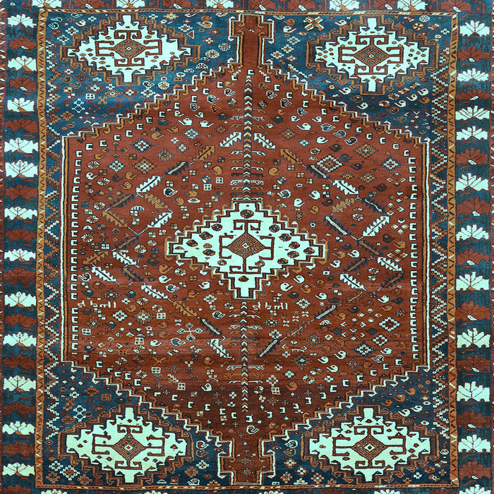 Square Machine Washable Persian Light Blue Traditional Rug, wshtr838lblu