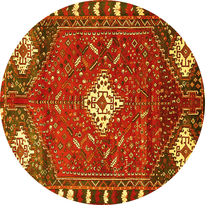 Round Persian Yellow Traditional Rug, tr838yw