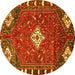 Round Persian Yellow Traditional Rug, tr838yw