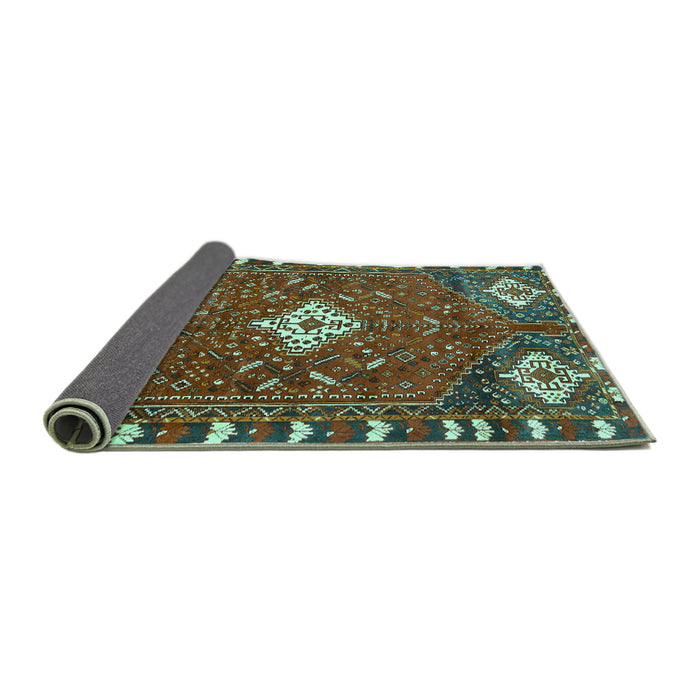 Sideview of Persian Turquoise Traditional Rug, tr838turq