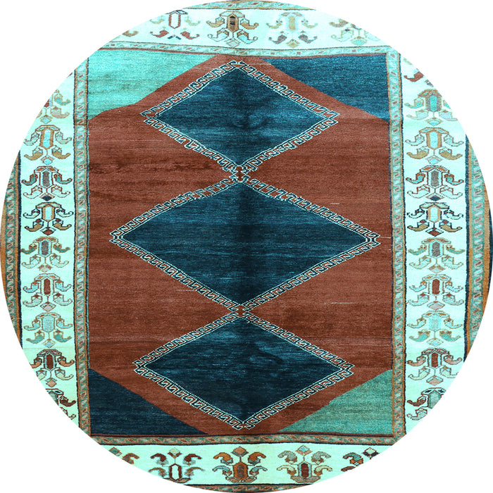 Round Machine Washable Persian Light Blue Traditional Rug, wshtr839lblu