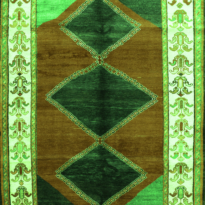 Serging Thickness of Machine Washable Persian Green Traditional Area Rugs, wshtr839grn