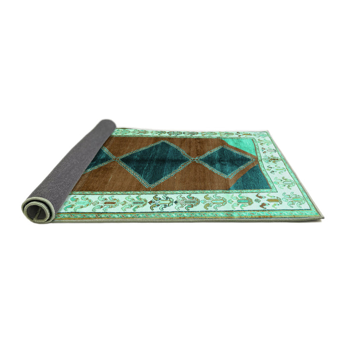 Sideview of Persian Turquoise Traditional Rug, tr839turq