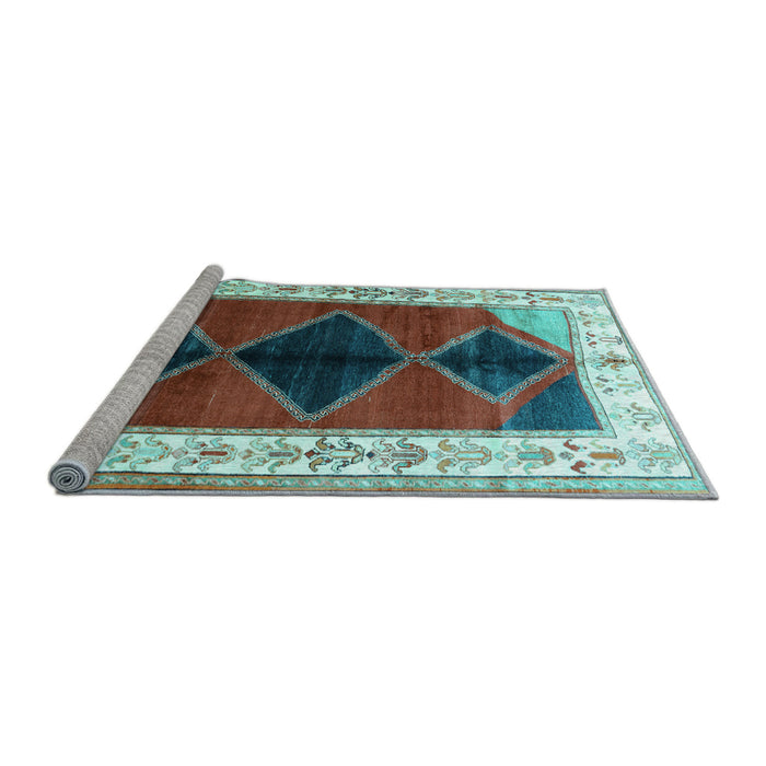 Sideview of Machine Washable Persian Light Blue Traditional Rug, wshtr839lblu