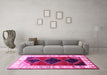 Machine Washable Persian Pink Traditional Rug in a Living Room, wshtr839pnk