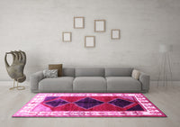 Machine Washable Persian Pink Traditional Rug, wshtr839pnk