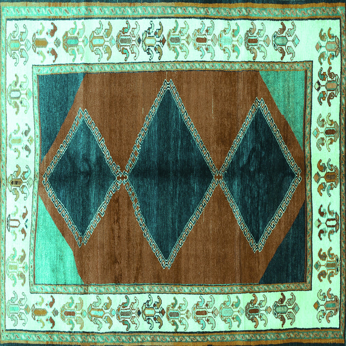Square Persian Turquoise Traditional Rug, tr839turq