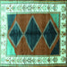 Square Machine Washable Persian Turquoise Traditional Area Rugs, wshtr839turq