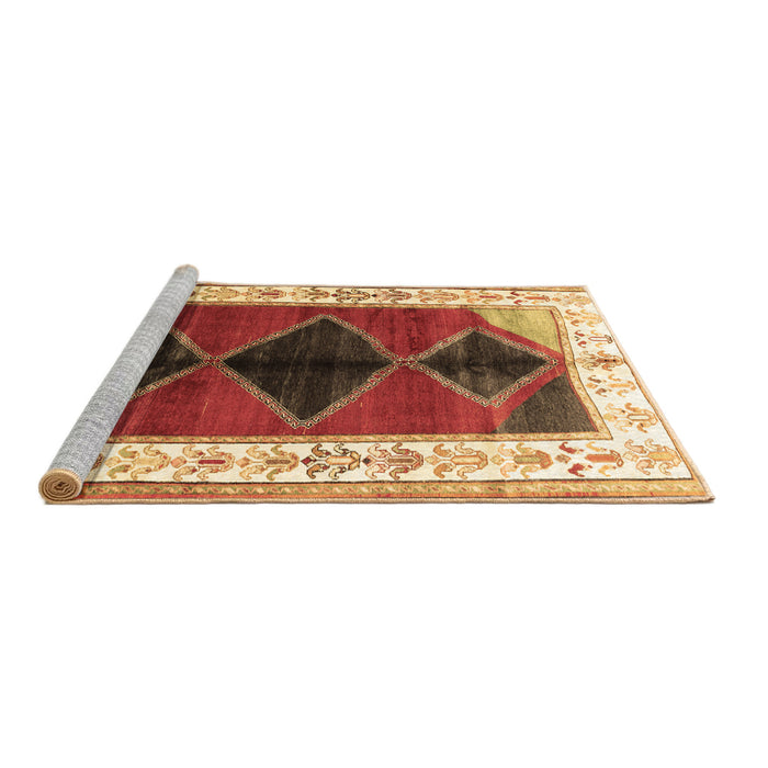 Sideview of Machine Washable Persian Brown Traditional Rug, wshtr839brn