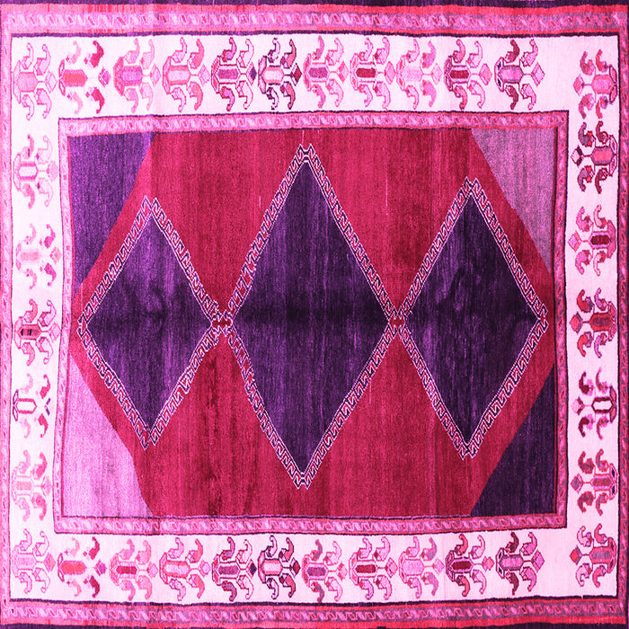 Square Machine Washable Persian Pink Traditional Rug, wshtr839pnk