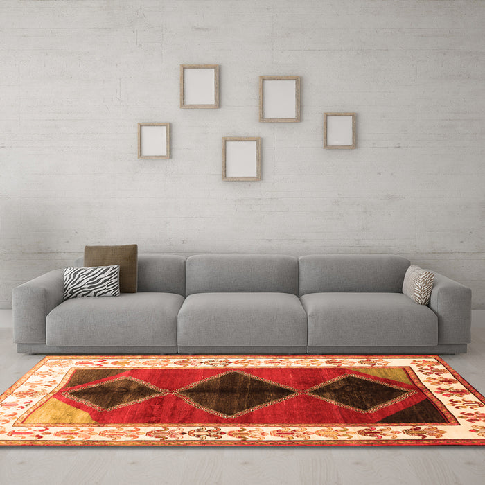 Machine Washable Persian Orange Traditional Area Rugs in a Living Room, wshtr839org