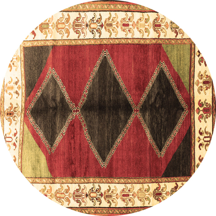 Round Machine Washable Persian Brown Traditional Rug, wshtr839brn