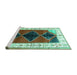 Sideview of Machine Washable Persian Turquoise Traditional Area Rugs, wshtr839turq