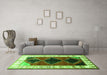 Machine Washable Persian Green Traditional Area Rugs in a Living Room,, wshtr839grn