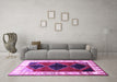 Machine Washable Persian Purple Traditional Area Rugs in a Living Room, wshtr839pur