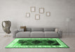 Machine Washable Persian Emerald Green Traditional Area Rugs in a Living Room,, wshtr839emgrn