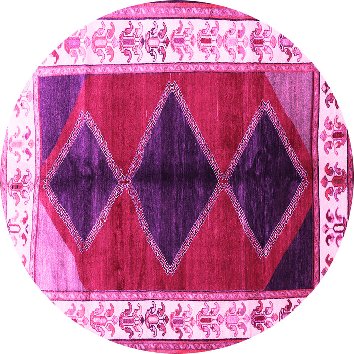 Round Machine Washable Persian Pink Traditional Rug, wshtr839pnk
