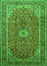 Serging Thickness of Machine Washable Medallion Green Traditional Area Rugs, wshtr83grn