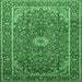 Square Medallion Emerald Green Traditional Rug, tr83emgrn