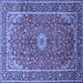 Square Machine Washable Medallion Blue Traditional Rug, wshtr83blu