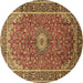 Round Medallion Brown Traditional Rug, tr83brn