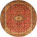 Machine Washable Medallion Orange Traditional Area Rugs, wshtr83org