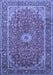 Machine Washable Medallion Blue Traditional Rug, wshtr83blu