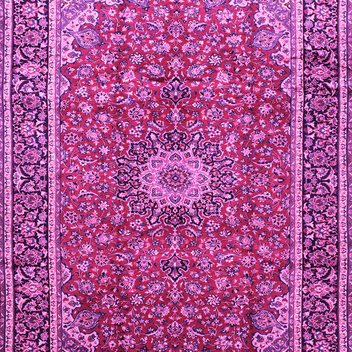Machine Washable Medallion Pink Traditional Rug, wshtr83pnk