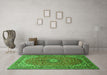 Machine Washable Medallion Green Traditional Area Rugs in a Living Room,, wshtr83grn