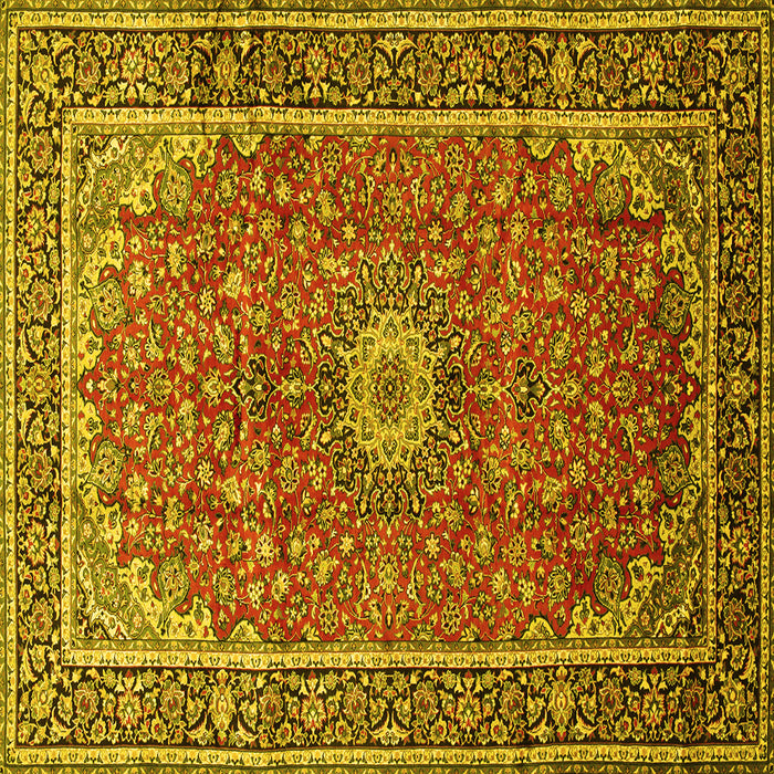 Square Medallion Yellow Traditional Rug, tr83yw