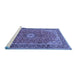 Sideview of Machine Washable Medallion Blue Traditional Rug, wshtr83blu