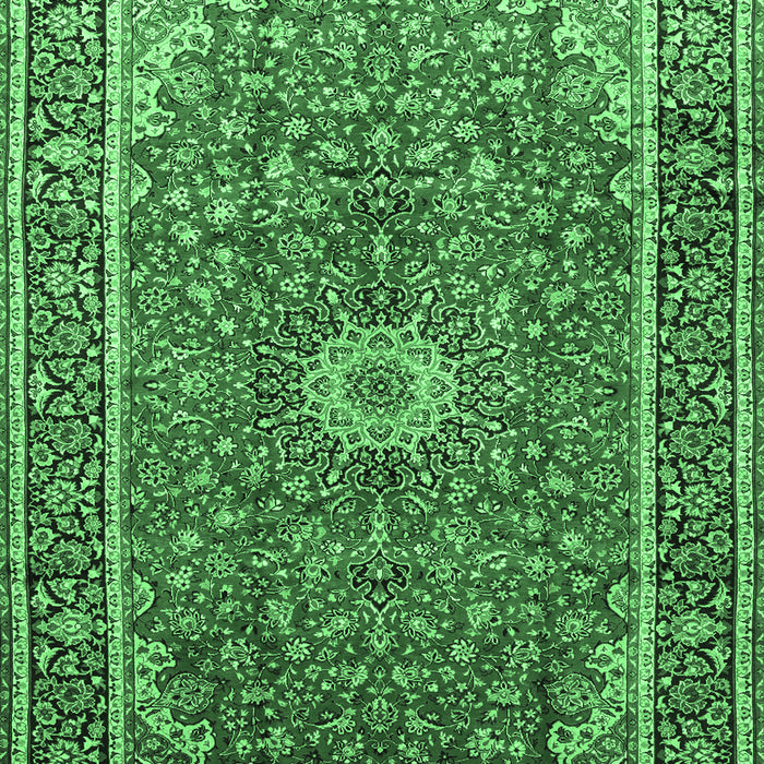 Machine Washable Medallion Emerald Green Traditional Area Rugs, wshtr83emgrn