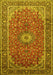 Machine Washable Medallion Yellow Traditional Rug, wshtr83yw