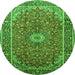 Machine Washable Medallion Green Traditional Area Rugs, wshtr83grn