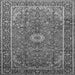 Round Machine Washable Medallion Gray Traditional Rug, wshtr83gry