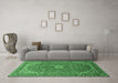 Machine Washable Medallion Emerald Green Traditional Area Rugs in a Living Room,, wshtr83emgrn