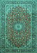 Machine Washable Medallion Turquoise Traditional Area Rugs, wshtr83turq