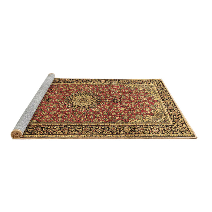 Sideview of Machine Washable Medallion Brown Traditional Rug, wshtr83brn