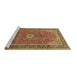 Sideview of Machine Washable Medallion Brown Traditional Rug, wshtr83brn