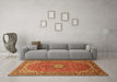 Machine Washable Medallion Orange Traditional Area Rugs in a Living Room, wshtr83org