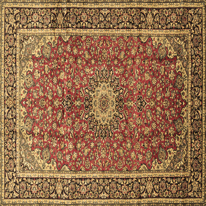 Square Machine Washable Medallion Brown Traditional Rug, wshtr83brn
