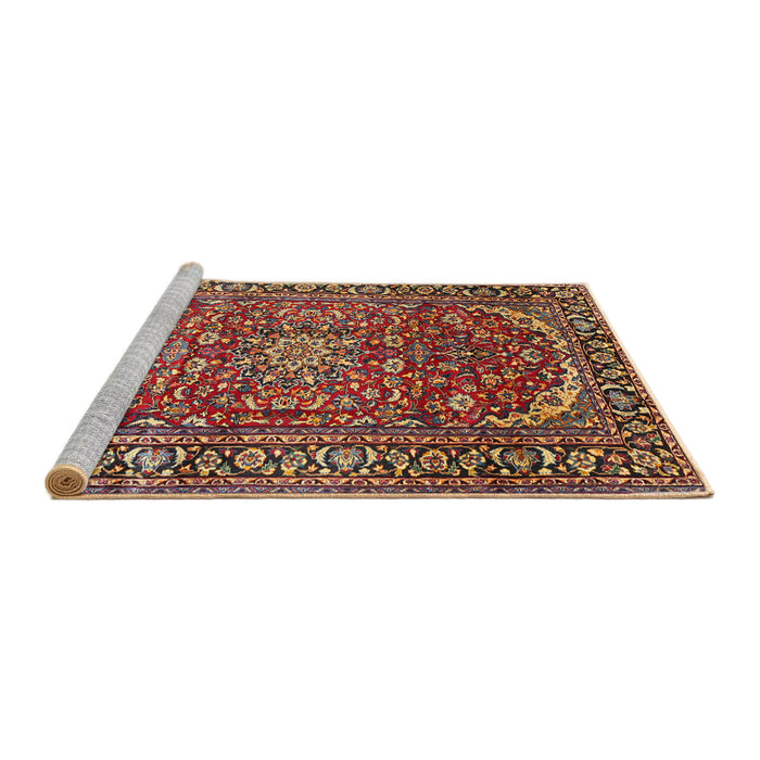 Sideview of Machine Washable Traditional Saffron Red Rug, wshtr840