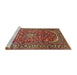 Sideview of Machine Washable Traditional Saffron Red Rug, wshtr840